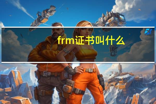 frm证书叫什么