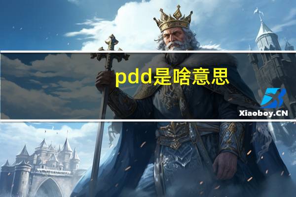 pdd是啥意思