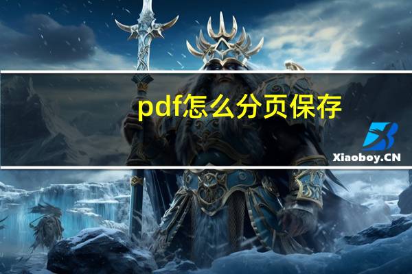 pdf怎么分页保存（pdf如何分页保存）