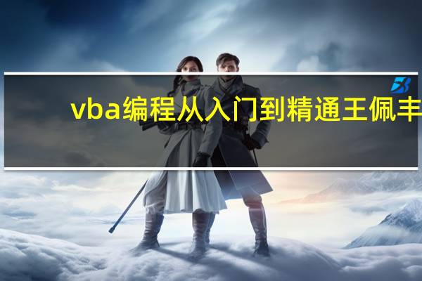 vba编程从入门到精通王佩丰（vba编程从入门到精通）