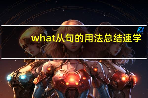 what从句的用法总结速学