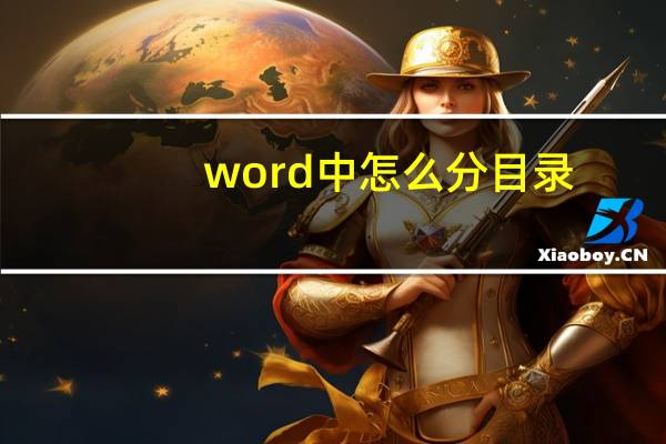 word中怎么分目录