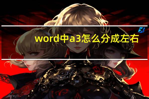 word中a3怎么分成左右（worda3排版怎么分两半）
