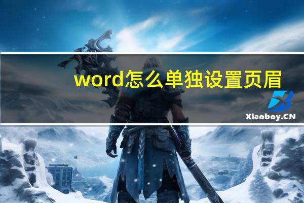 word怎么单独设置页眉（单独设置页眉）