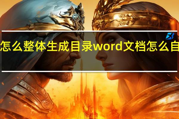 word怎么整体生成目录 word文档怎么自动生成目录