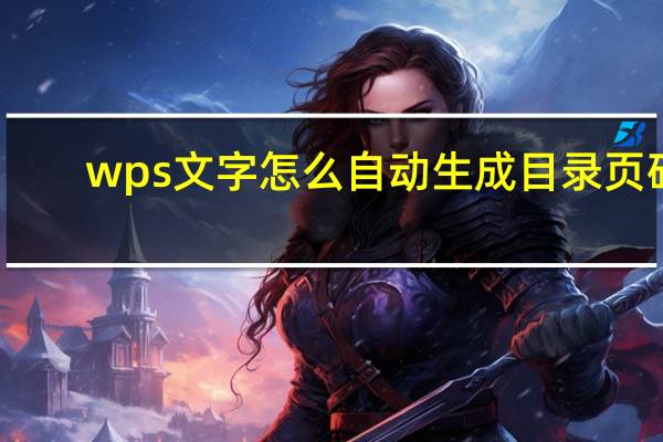 wps文字怎么自动生成目录页码（wps如何自动生成目录和页码）