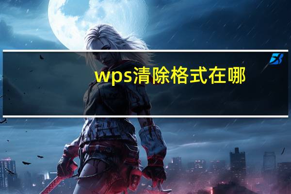 wps清除格式在哪