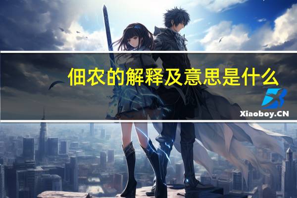 佃农的解释及意思是什么