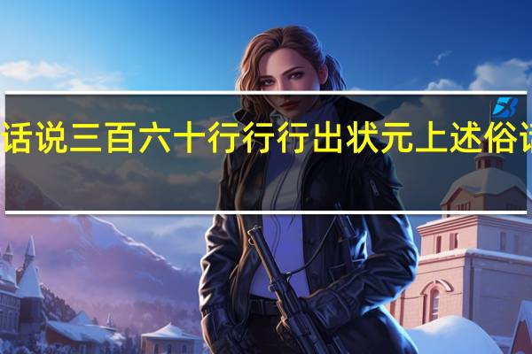 俗话说三百六十行行行出状元上述俗话主要说