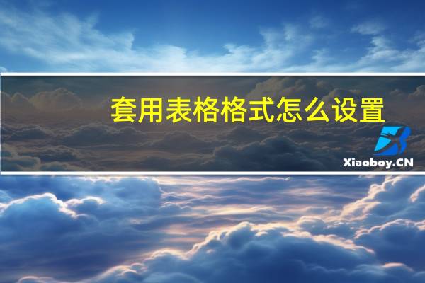 套用表格格式怎么设置