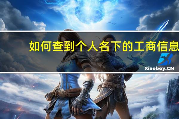 如何查到个人名下的工商信息