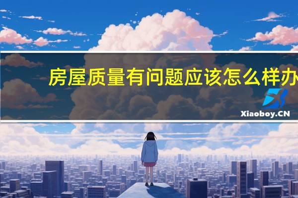 房屋质量有问题应该怎么样办