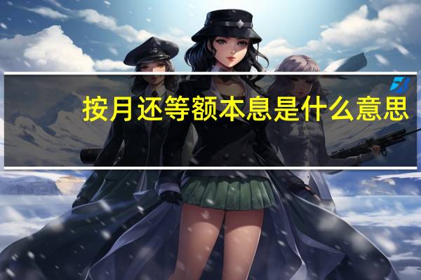 按月还等额本息是什么意思
