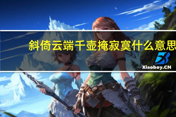 斜倚云端千壶掩寂寞什么意思