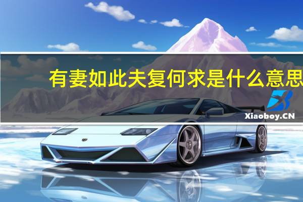 有妻如此夫复何求是什么意思