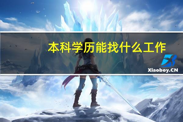 本科学历能找什么工作