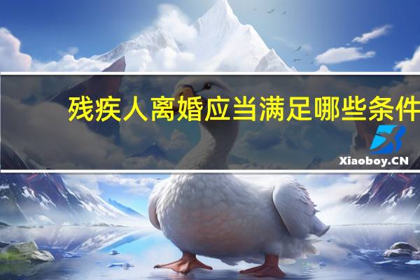 残疾人离婚应当满足哪些条件