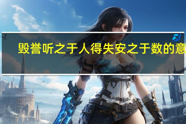 毁誉听之于人得失安之于数的意思